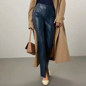 Fifteen Twenty Pants Blue Faux Leather Pants Casual Neutral High Rise Trendy